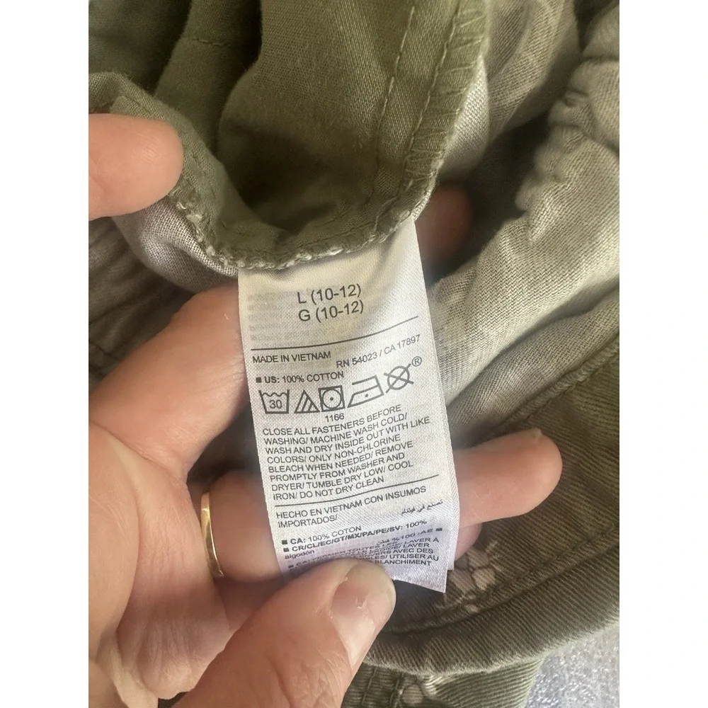 Old Navy Romper Girls L Green Short Sleeve Button Front Puff Sleeve Pockets